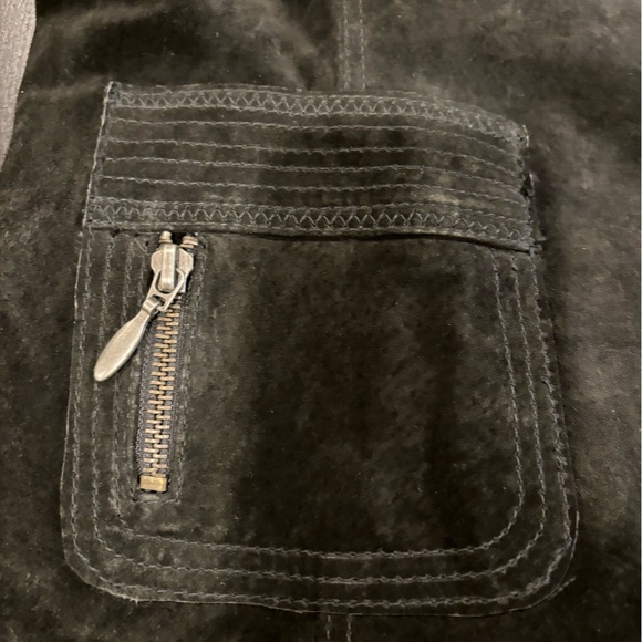 Chico’s NEW Mesa Luna Leather Suede Jacket Black Snap Front Womens Size 3 - Picture 5 of 14